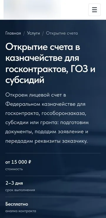 Подряд для агентства: сайт консалтинговой компании на Тильде — мобильная версия